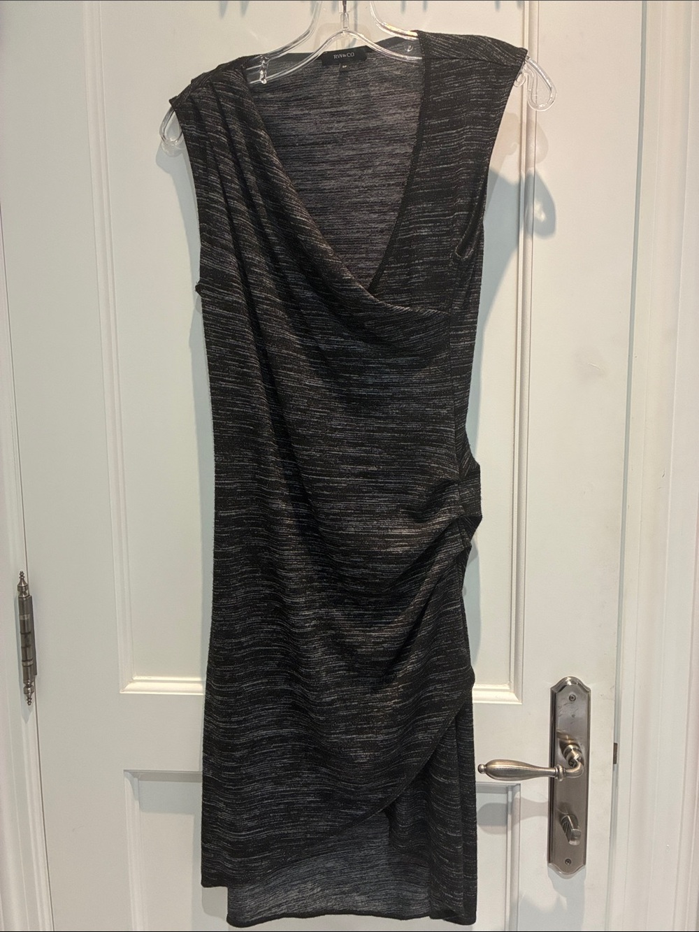 RW&CO. Charcoal Space Dye Ruched Wrap Dress Small 👵MT